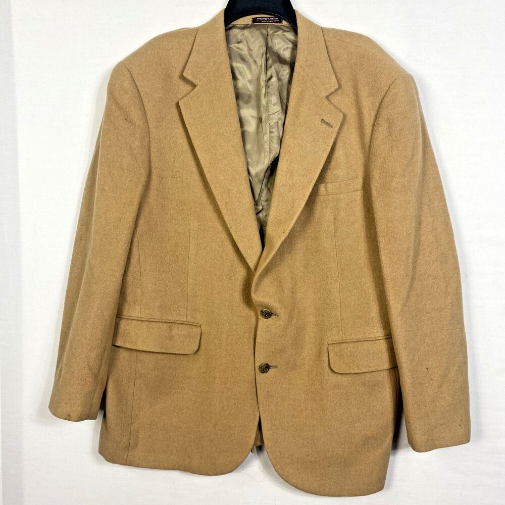 Palm Beach Mens Suit Jacket Size 43R Tan Camel Hair Cotter Sport Coat Academia
